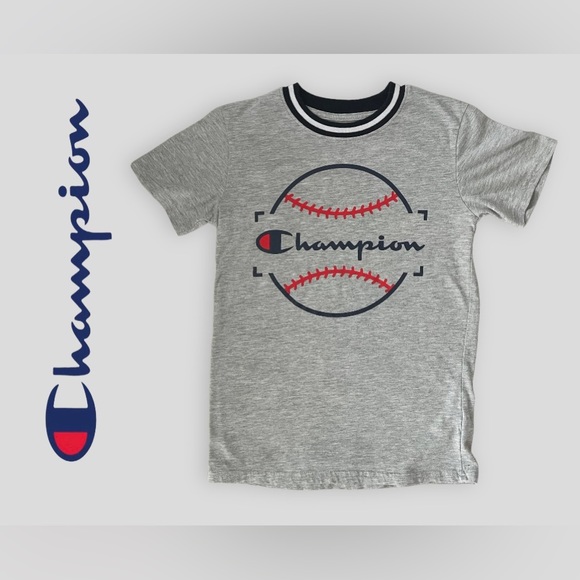 Champion Logo Short Sleeve Baseball T-Shirt - Picture 1 of 3